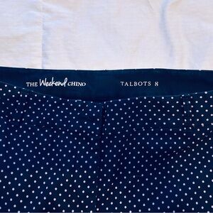 NWOT Talbots Navy Polka Dot Chino Pants